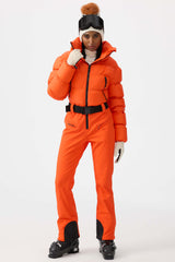 Women's White Stain-resistant Down One-Piece Ski Suit