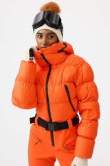 Women's Black Stain-resistant Down One-Piece Ski Suit