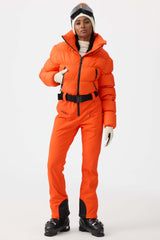 Women's White Stain-resistant Down One-Piece Ski Suit