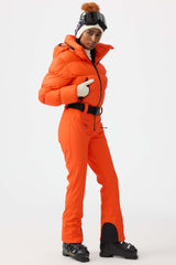 Women's Black Stain-resistant Down One-Piece Ski Suit