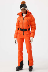 Women's White Stain-resistant Down One-Piece Ski Suit