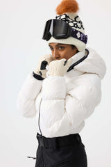 Women's Neon Orange Stain-resistant Down One-Piece Ski Suit