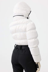 Women's Neon Orange Stain-resistant Down One-Piece Ski Suit