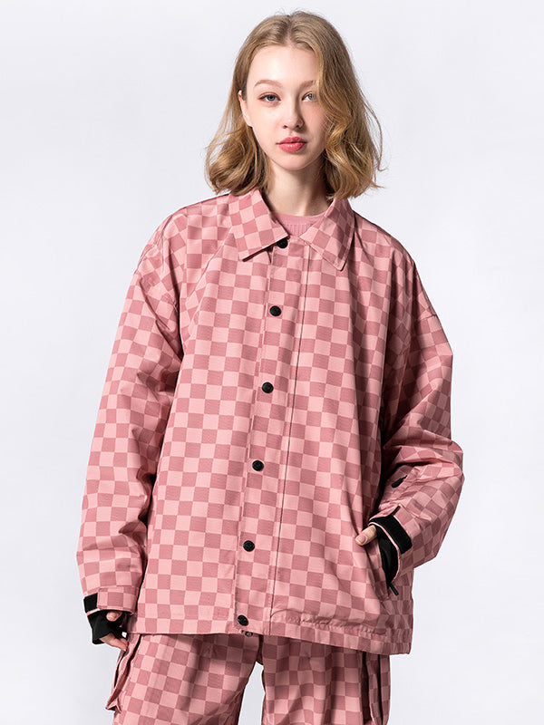 Chaqueta de snowboard estilo entrenador con cuadros RAWRWAR para mujer
