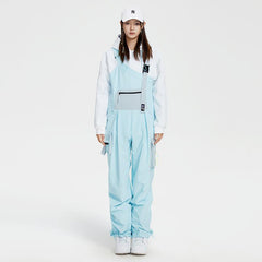 Pantalones con peto de esquí y snowboard unisex de estilo chic francés de alta experiencia para mujer