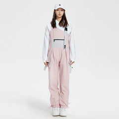 Pantalones con peto de esquí y snowboard unisex de estilo chic francés de alta experiencia para mujer
