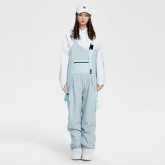 Pantalones con peto de esquí y snowboard unisex de estilo chic francés de alta experiencia para mujer