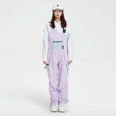 Pantalones con peto de esquí y snowboard unisex de estilo chic francés de alta experiencia para mujer