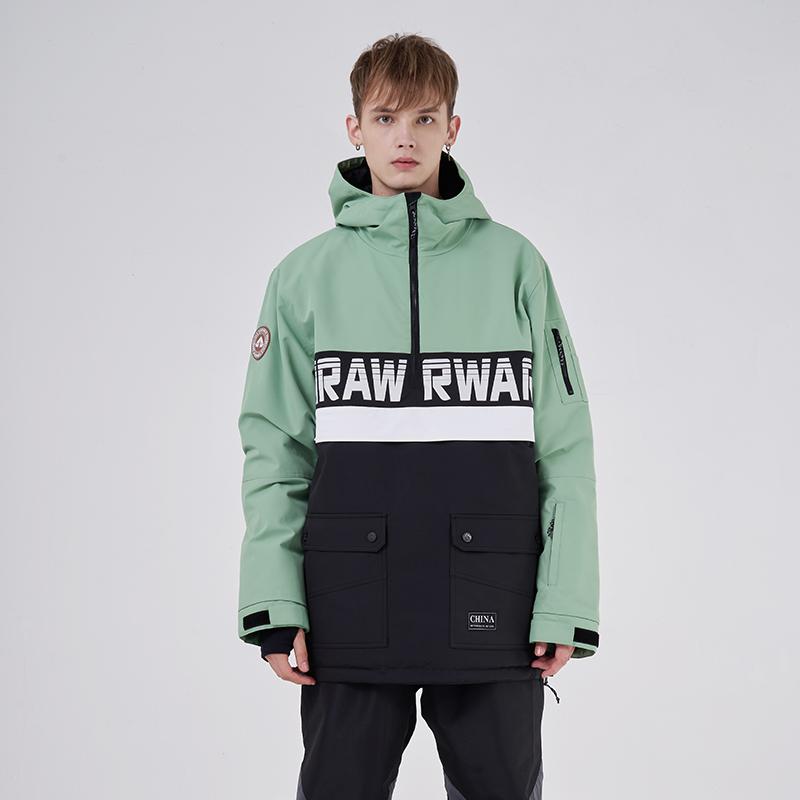 RAWRWAR Powershot Cargo-Schneejacke mit halbem Reißverschluss und abnehmbarem Saum für Herren