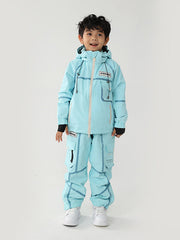 Kid's Air Pose Mountain Breaker Stripe Cargo Snow Jacket & Pants