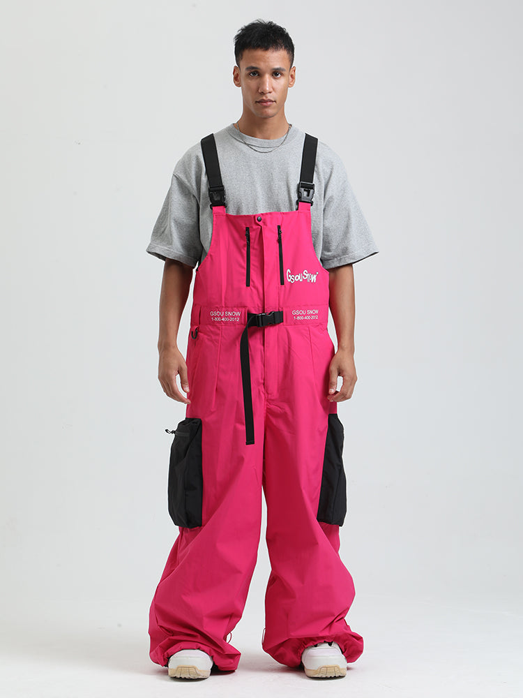 GSOU SNOW - Petos de snowboard para hombre, petos de esquí muy holgados, pantalones de nieve holgados, monos impermeables con aislamiento para invierno