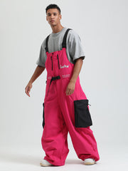 GSOU SNOW - Petos de snowboard para hombre, petos de esquí muy holgados, pantalones de nieve holgados, monos impermeables con aislamiento para invierno